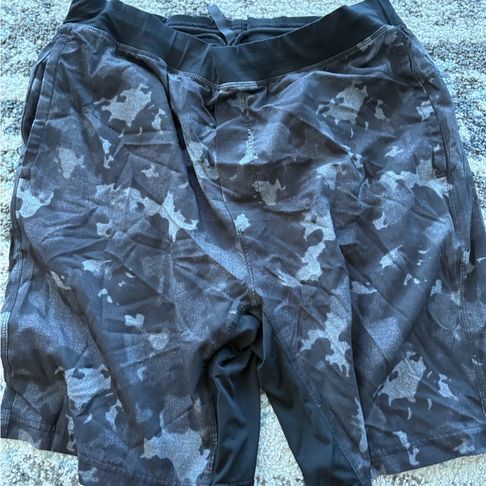 Black and Gray Camouflage Shorts